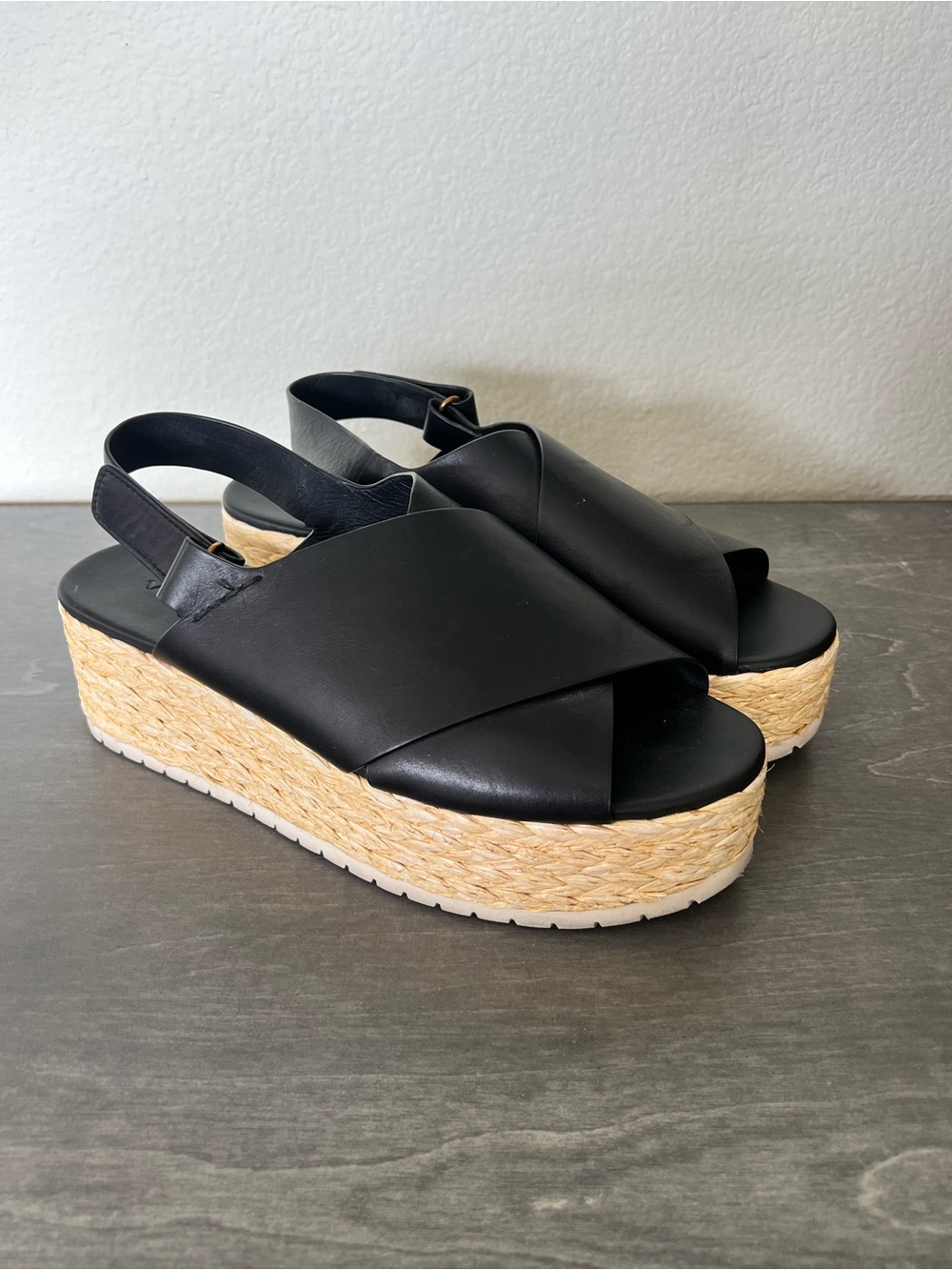 Vince Jesson Leather Espadrille Platform Sandals